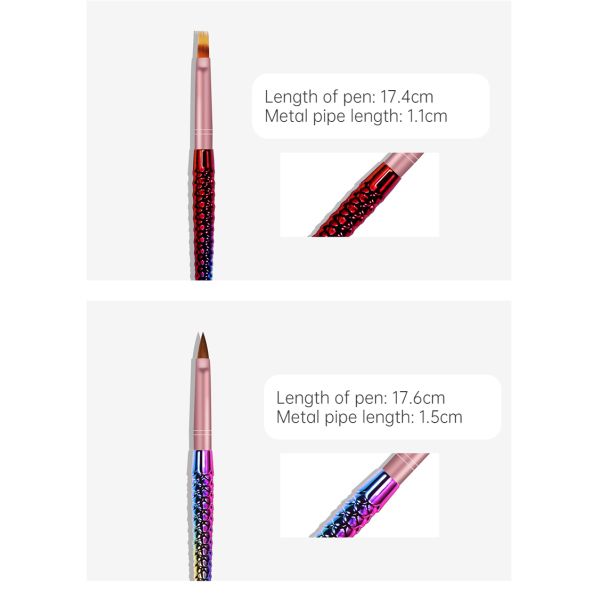 Professional 100% Kolinsky Mermaid Penholder Drawing Pen Set with Acrylic Nail Brush