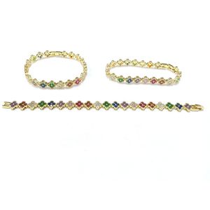 Fresh Water Pearl CZ Stones Tennis Bracelets Plated Custom Jewelry Rainbow Gold