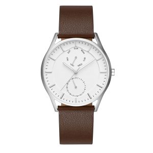 Quality Sanded stainless steel chronograph watch with easy change leather strap for sale