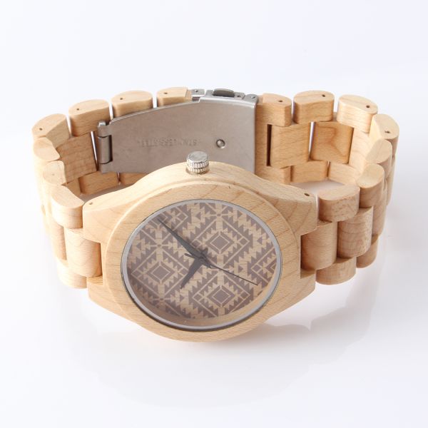 Handcrafted Wrist Wooden Quartz Movement Watch Custom Logo High Durability For Gift
