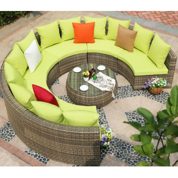 Outdoor Leisure Courtyard Villa Garden Outdoor Arc-Shaped Combination Of Aluminum Alloy Waterproof And Sunscreen Rattan