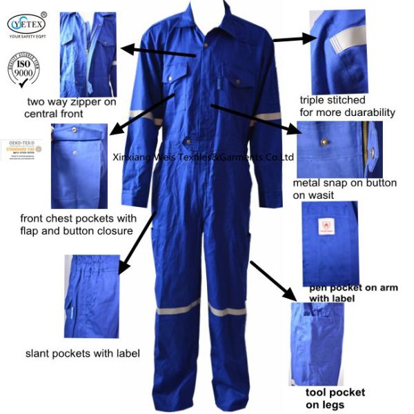 Royal Blue Fr Cotton Coveralls / Fire Resistant Jumpsuit Arc Resistant Flash Protective