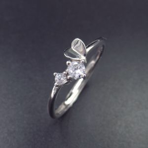 Rhinestone Silver Cubic Zirconia Rings / Pure 925 Sterling Silver Cross Ring