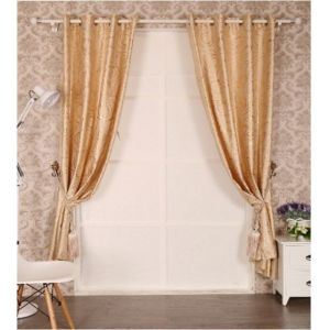 Embossed Black Out Window Curtain with Flocking
