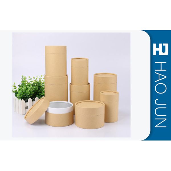 Buy Brown Kraft Paper Tube Packaging / Handmade Cylinder Cardboard Box at wholesale prices