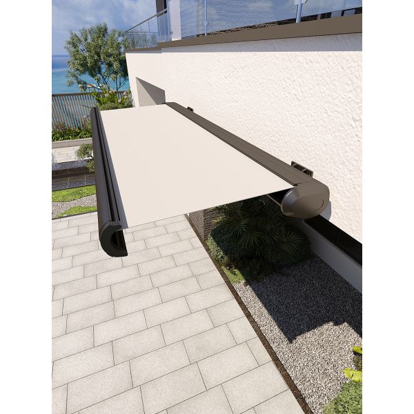 Outdoor Sunshade Motorized Lightweight Retractable Awning With LED Lights Garden Canopy