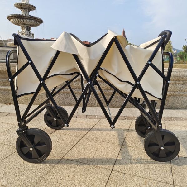White Extended Four Wheel Camping Garden Folding Cart Hold Folding Table PVC Wheel