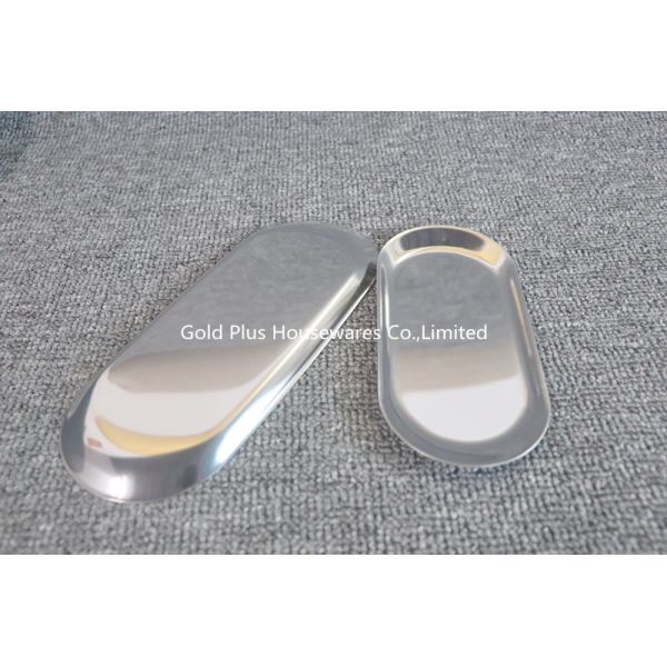 Hotel non-magnetic stainless steel oval towel dish dinnerware 19cm dia cheap