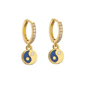 Enamel Rhinestone Hoop Earrings