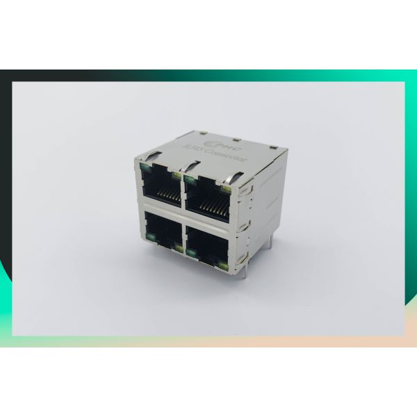 Buy PBT Housing 2X2 RJ45 Modular Jack With Gigabit Transformer at wholesale prices
