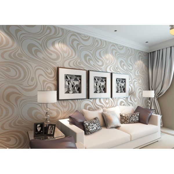 Buy 0.7*8.4M Removable Non  -woven Modern Luxury Wallpaper with Abstract Curve at wholesale prices