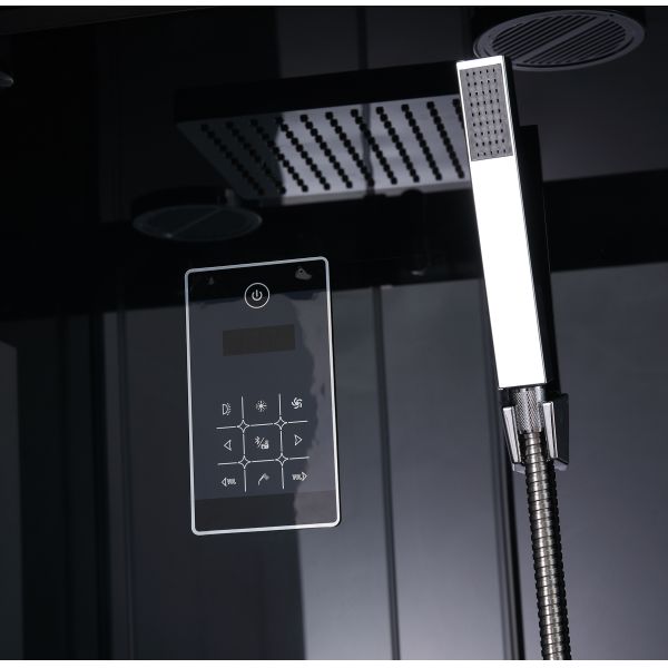 Square Bathroom Shower Cabins Grey Acrylic ABS Tray Black aluminium