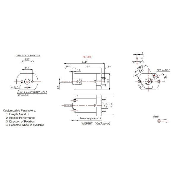 Mini 12v Automobile DC Motor Carbon Brush FK 280 For Car Rearview Mirror