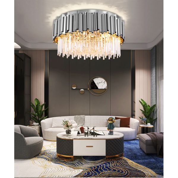 Modern LED crystal chandelier luxury gold stainless steel lustres celing lighting(WH-CA-53)