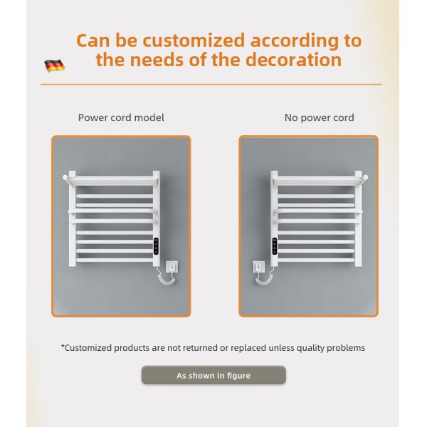 Electric Heated Space Aluminum Bathroom Towel Warmer and Drying Rack for Modern Design