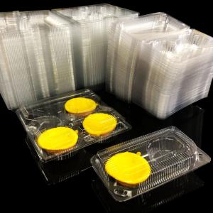 Custom Food Grade PET Clamshell Egg Tart Packaging 2-Pack