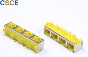 1*4 Ports RJ45 Modular Jack 8 Pin 8 Contact Ethernet Interface With Ni Plating Shell Plating