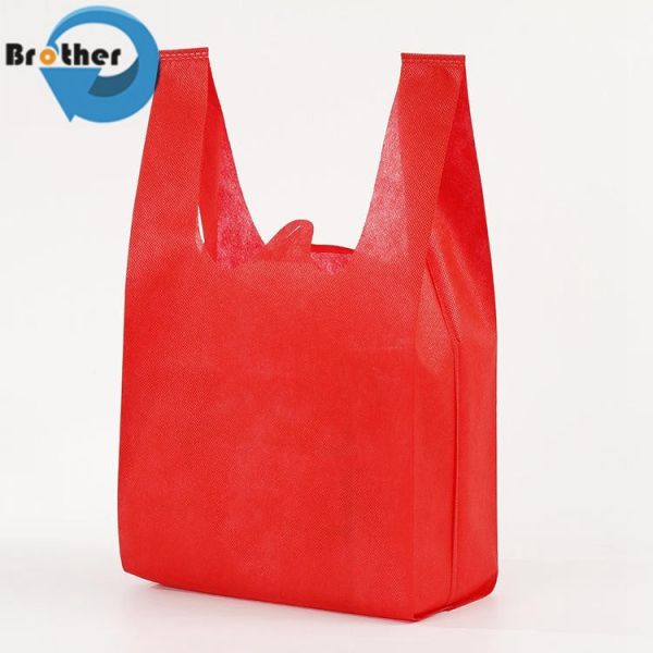 Custom Recycle Eco PP Spunbond T-Shirt Handle Reusable Nonwoven Vest Shopping Tote Non Woven Fabric Carry Bags