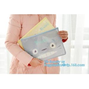Eco-friendly plastic custom slider zipper PVC stationery bag, k slider zipper
