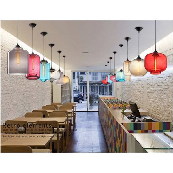 DS8KB9VREVKODQDJSQ[2EOD.jpg Colorful Modern Fishbowl Glass Pendant Light - 8 colors & 13 shapes available