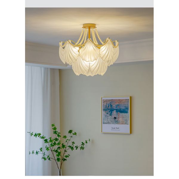 Modern Led Chandelier For Living Room Frosted Glass Luxury Shell Chandelier Lamp(WH-CY-247)