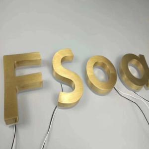 Gold Brush Stainless Steel Backlit Signs Metal Letters