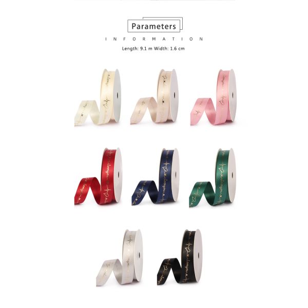 Wholesale Custom Logo Printed Double Face Satin Ribbon silk ribbon printing gift ribbon