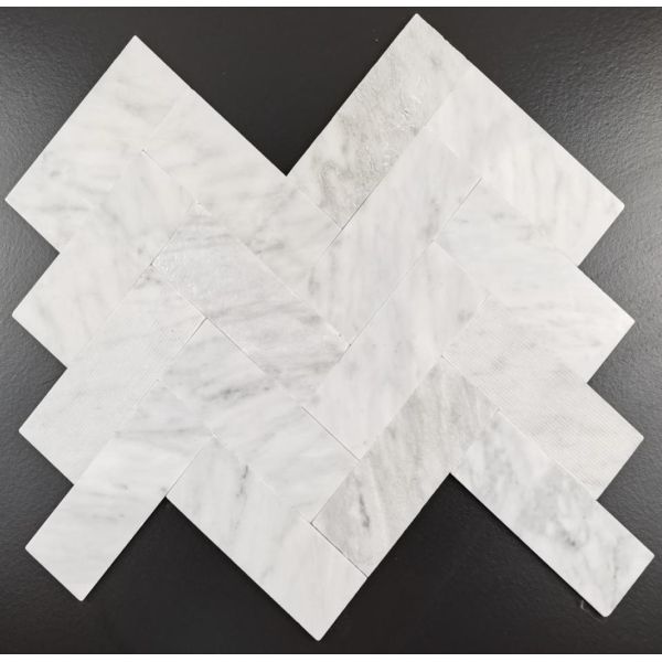 Buy Natural Stone Herringbone Mosaic Tiles 300x300mm Self-Adhesive at wholesale prices