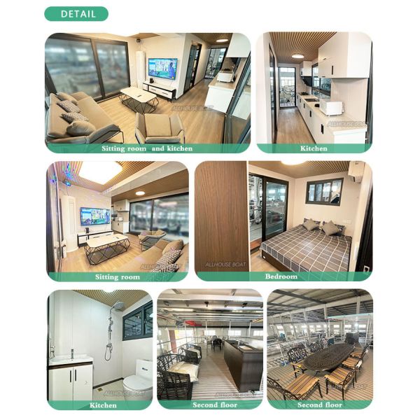 Aluminum Floating Boat Hotel Luxury And Comfort Water Double Deck Houseboat