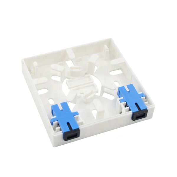 FTTH 2 Port 86 Fiber Optic Terminal Box Faceplate For Wall Socket