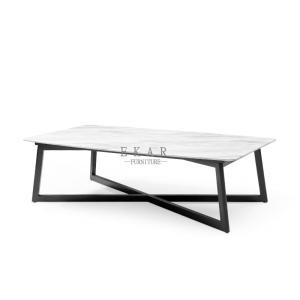 Ash Wooden Frame Italian Rectangle Shaped Marble Coffee Table