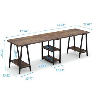 Metal Frame Modern Workstation Desk Brown Pvc Edging With Shelves