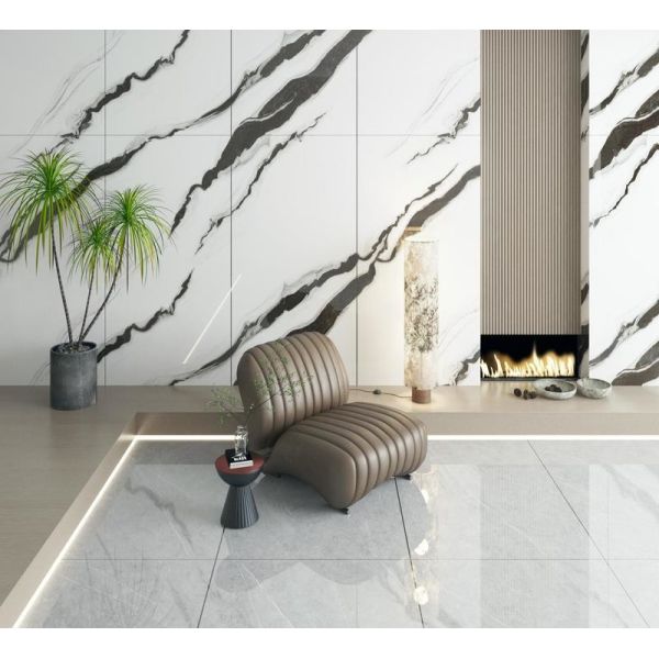 Buy Carrara White Polished Glazed Porcelain Tile 900x1800mm Non-Slip at wholesale prices