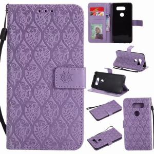 LG V30 Leather Protective Case with Flower Embossed Pattern