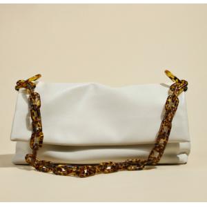 Zippered Small Underarm Bag 32cm 18cm White Leather Crossbody Bag