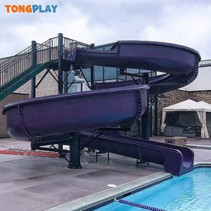 Commercial Fiberglass Spiral Water Slide with Steel Frame and Customized Color