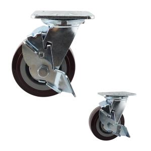 Polyurethane 506LBS Side Lock Swivel Wheels With Ball Bearing