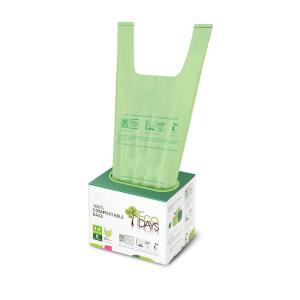 China Compostable Biodegradable Kitchen Trash Bags Custom With T Shirt Handle on sale