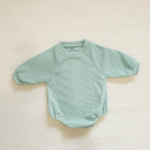 Custom Infant Baby Waffle Fabric Rompers Cotton 1 Piece Jumpsuit At Home