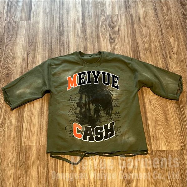 Clothing Manufacturers Custom Men Cotton Boxy Drop Shoulder Crop Distressed Acid Wash T Shirt Screen Printing Tshirts for Men