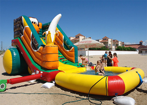 9m Long Inflatable Monkey Water Slide With Removable Pool