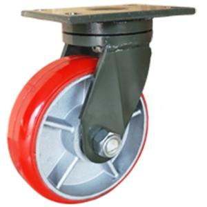 2 Tons 2000kgs 8'' Red PU Polyurethane Wheel With Cast Iron Caster