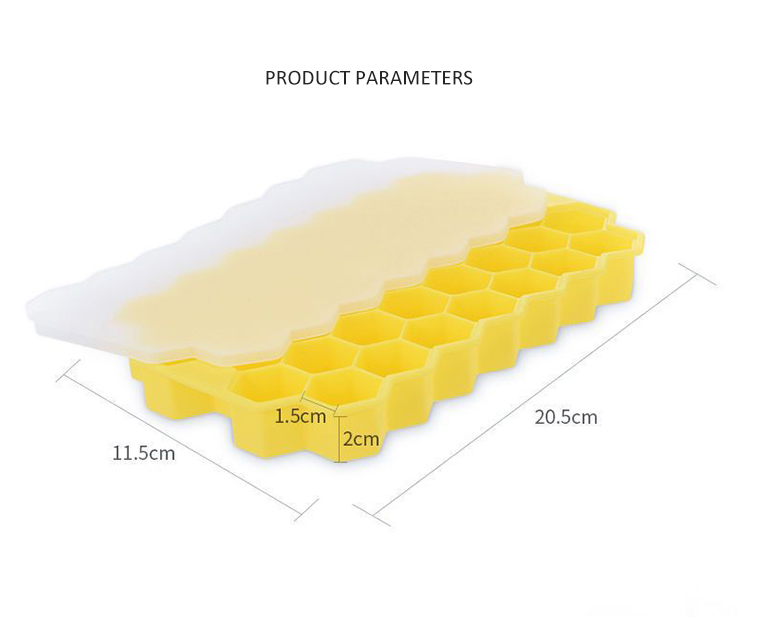 Sustainable Ice Cream Makers Hot Foldable 37-Cavity Honeycomb Silicone Ice Tray with Lid
