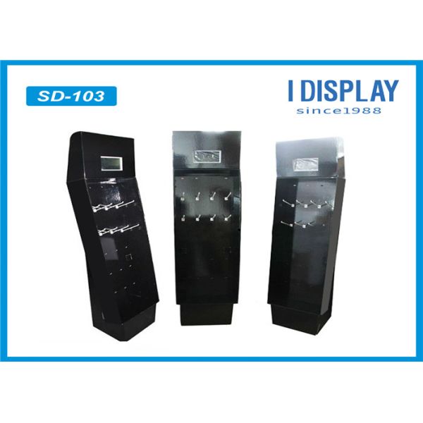 Supermarket Black Custom Cardboard Display Stands With Adjustable Hooks
