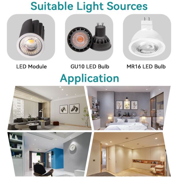 Commercial Recessed Spotlight Frame 75mm Cut-Out GU10/MR16 Aluminum Anti-Glare Design