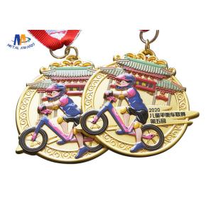 65mm 4MM Children Banlance Bike Medals With Ribbon