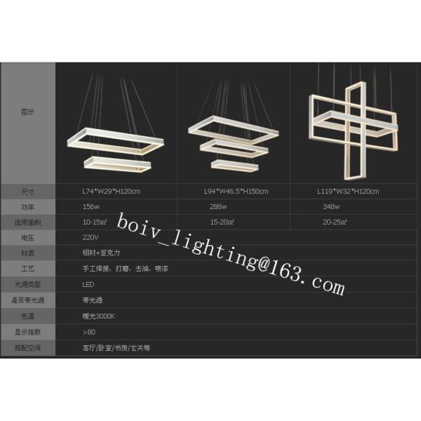 Rectangle Simple Hanging Lamp Pendant Lightings And Chadelier 156w