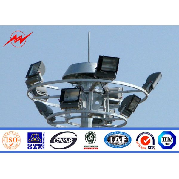 Hexagonal / Octagonal 25m 30m High Mast Light Poles With Aotumatic Hoisting