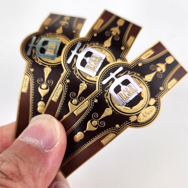 Embossing Thick Paper Cigar Label Printing Anti Counterfeit 3d Sticker Printing Brand Rings