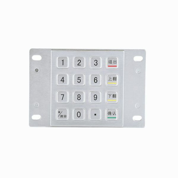 IP65 Stainless Steel ATM Encrypted Metal Pin Pad with 16 keys for Self Service Payment Kiosk